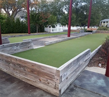 Turf bocce court and putting green at retirement community in florida