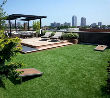 Artificial Grass Rooftop patio on luxurious apartment