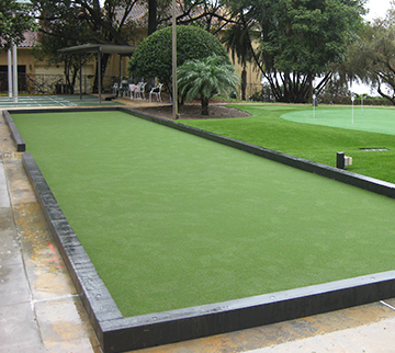 Turf bocce court and putting green at retirement community