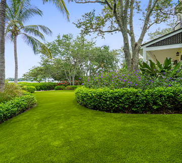 A home in Miami with artificial grass in the backyard