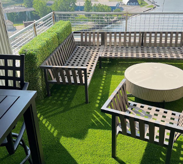 Artificial grass rooftop patio on luxurious apartment
