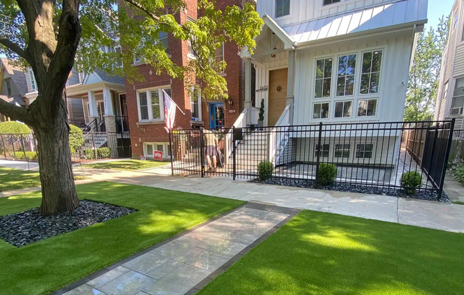 Artificial grass lawn landscaping