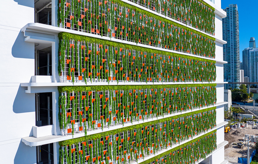 Artificial Ivy Wall on the Side of a Hotel
