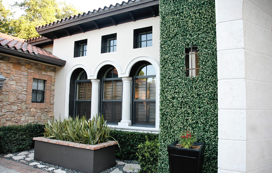 Artificial Ivy wall on the side of a home