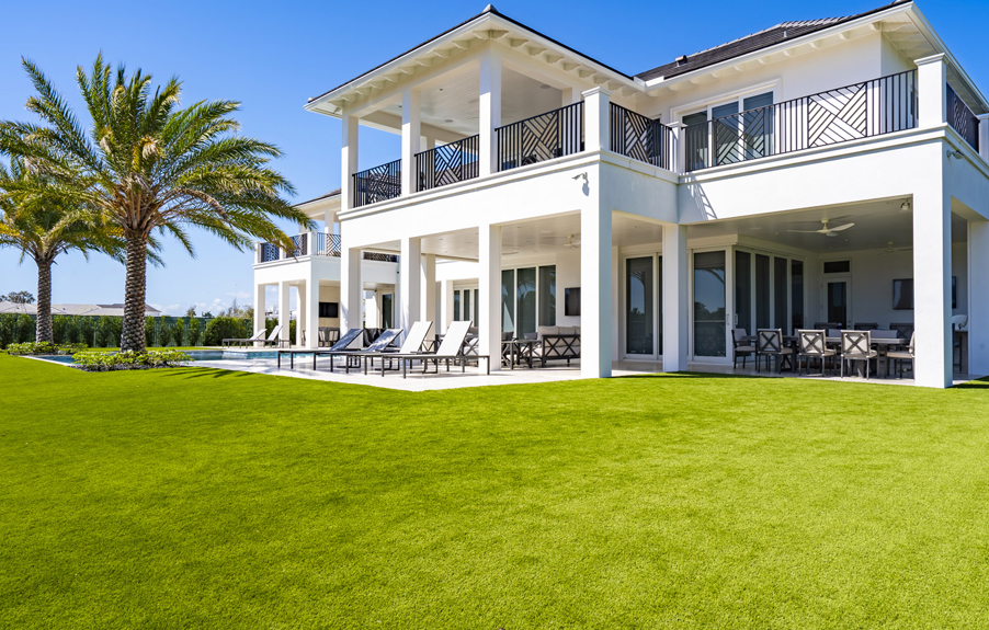 Southern Miami home with artificial grass lawn