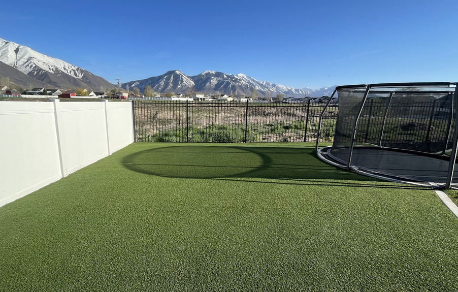 Artificial grass in the backyard of Salt Lake City home